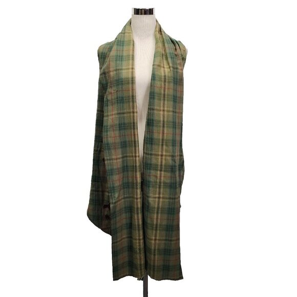 Kyla Seo Green Plaid Embroidered Open Front Sleeveless Cardigan Small EUC - Picture 2 of 13